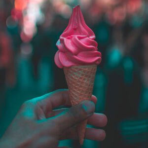 A picture of an ice cream cone, a summer sweet treat that may cause cavities.